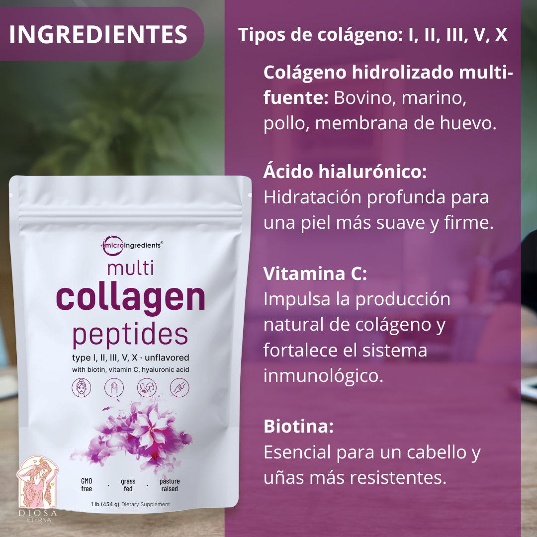 COLÁGENO Multi Collagen Peptides . Mejora tu piel, cabello, uñas y articulaciones  1- Libra